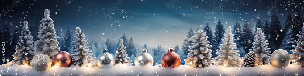 christmas tree lit up background, ornaments snow, banner christmas tree lit up background, ornaments snow, banner