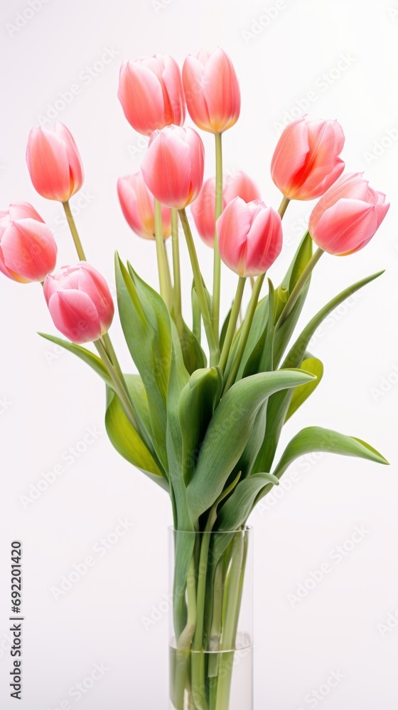 Bouquet of tulips isolated on a white background, concept of spring and women's holiday March 8, birthday Bouquet of tulips isolated on a white background, concept of spring and women's holiday March 8, birthday
