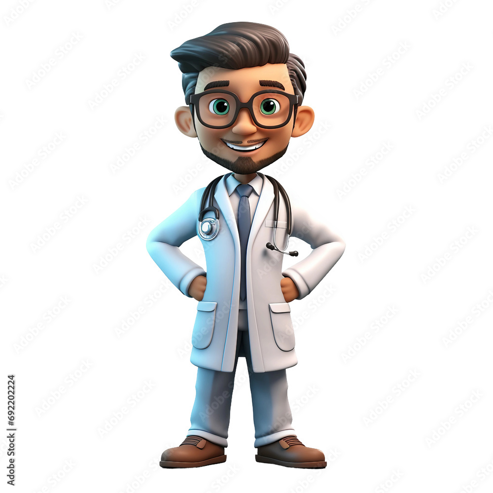 3D caricature of a doctor,  scientist