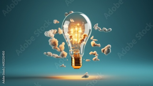 light bulb with nature, green energy, design, banner, background