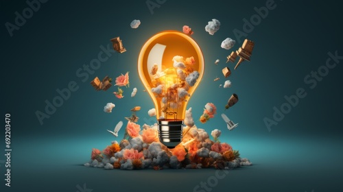 light bulb with nature, green energy, design, banner, background