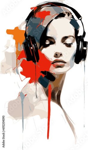 person with headphones listening to music