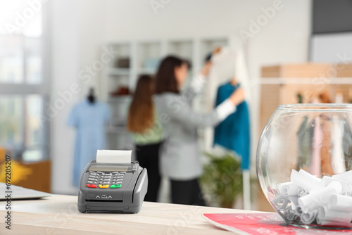 Payment terminal on counter...