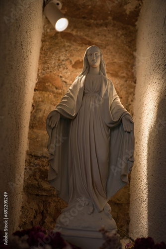 Sculpture of the Virgin Mary in the old castle