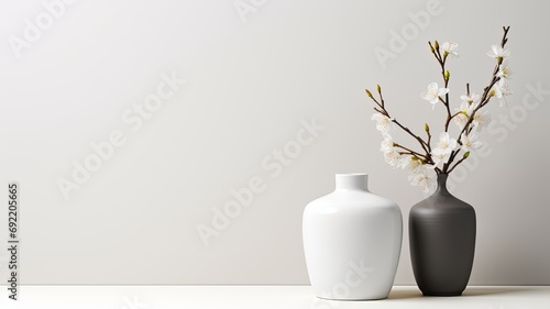 a white ceramic jar designed for flowers  in a minimalist modern style to accentuate the purity and contemporary aesthetics of floral arrangements.