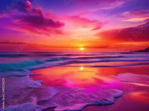 Fantasy sunset over ocean or sea.
