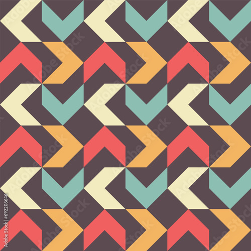 Seamless colorful geometric pattern in retro style. Vector background.