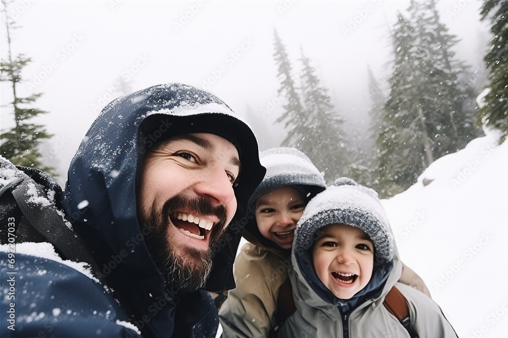 Alpine Joy: Children and Family Share Laughter in the Snow-Covered Peaks Alpine Joy: Children and Family Share Laughter in the Snow-Covered Peaks