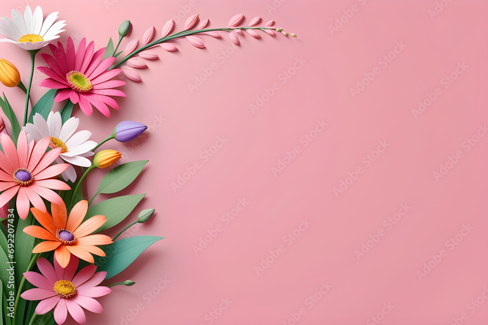 Naklejka premium Spring flowers background with place for text