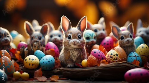 Little Children Easter Eggs Bunny Ears , Background HD, Illustrations