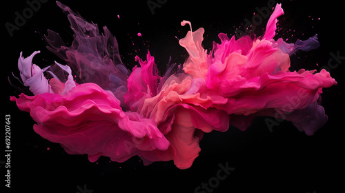 Black and pink cotton candy background. AI generative. #692207643