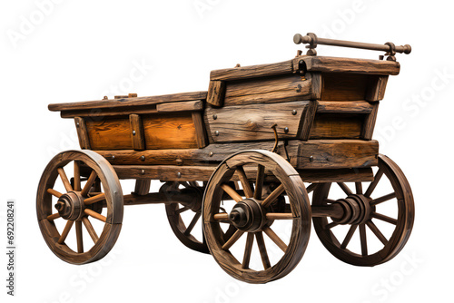 old wooden cart isolated on transparent background ,vintage wagon png ,generative ai photo