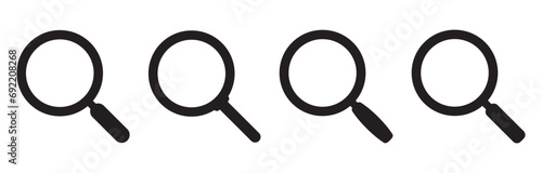 Magnifying glass icon, vector magnifier or loupe sign. Web search icon.