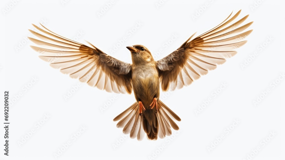 Obraz premium A bird soaring through the air with its wings spread wide. Perfect for nature or wildlife-related projects