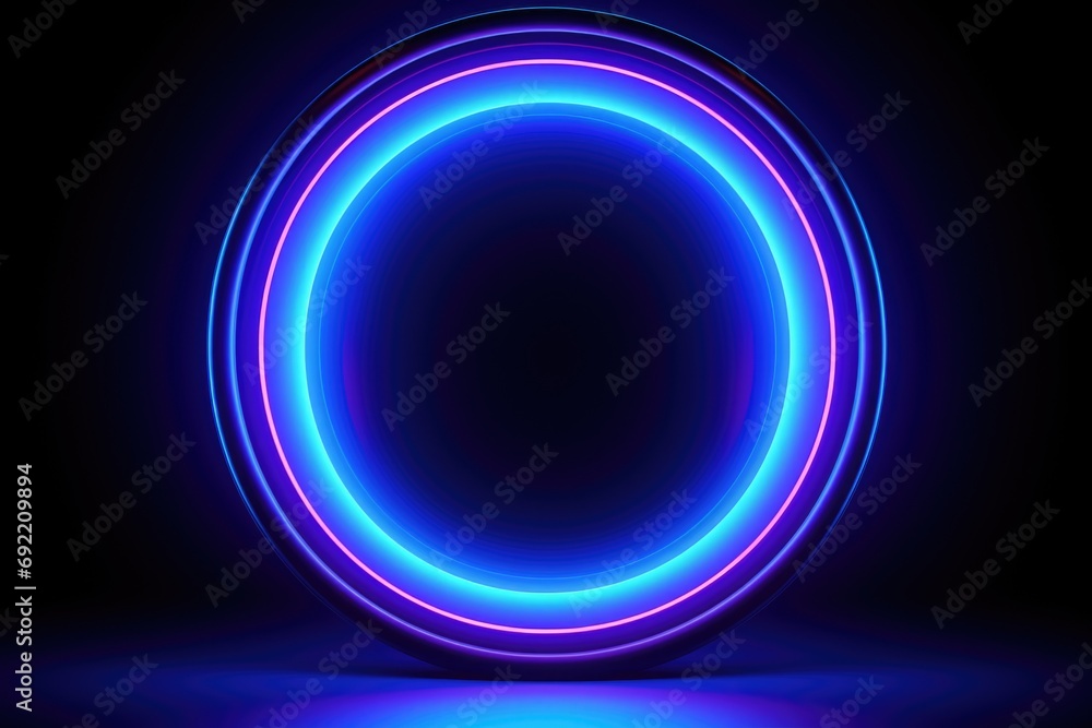 A vibrant blue and purple neon ring glowing against a sleek black background. Perfect for adding a modern and stylish touch to any design or project A vibrant blue and purple neon ring glowing against a sleek black background. Perfect for adding a modern and stylish touch to any design or project