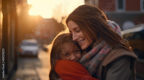 A woman holding a little girl in her arms. Suitable for family, love, and parenting concepts. Can be used in advertisements, brochures, and websites