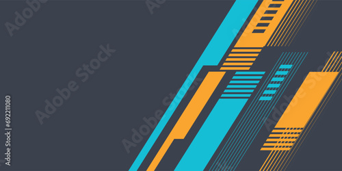 Abstract blue banner design vector, dynamic sporty horizontal background template for media promotion or web banner