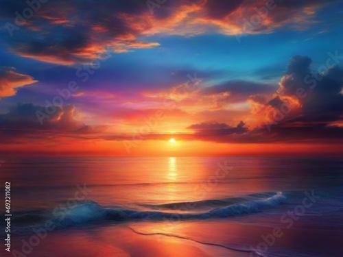 Fantasy sunset over ocean or sea.