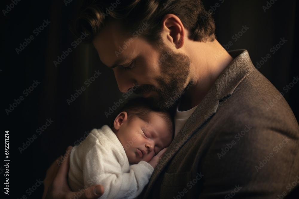 A man holding a baby in his arms. Perfect for family and parenting concepts A man holding a baby in his arms. Perfect for family and parenting concepts