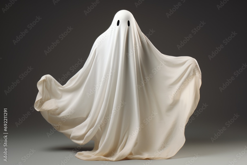 A spooky white ghost with a black face. Can be used for Halloween decorations or horror-themed projects A spooky white ghost with a black face. Can be used for Halloween decorations or horror-themed projects