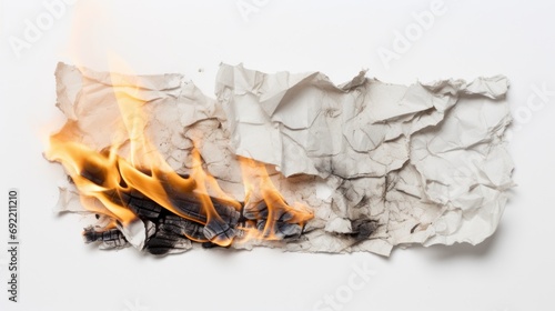 A burnt piece of paper on fire, creating a dramatic and intense scene. Suitable for illustrating destruction, loss, or the concept of starting anew