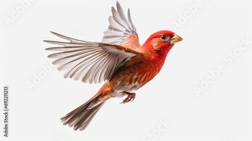 A red bird flying through the air. Suitable for various projects © Fotograf