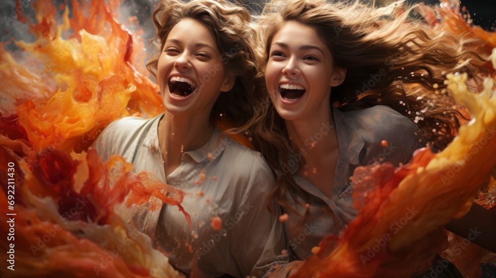 Playful Girls Spending Great Time , Background HD, Illustrations Playful Girls Spending Great Time , Background HD, Illustrations