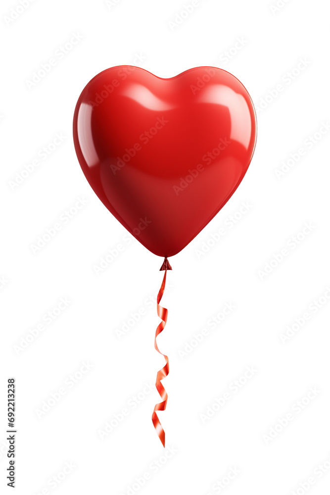flying red balloon in shape of heart