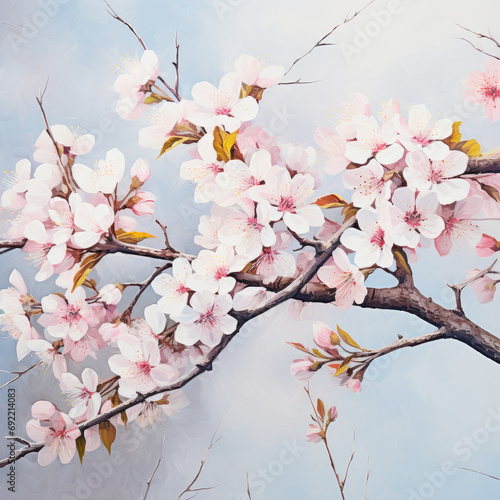Blooming spring branch element s  blossom  flowering trees  pastel spring summer