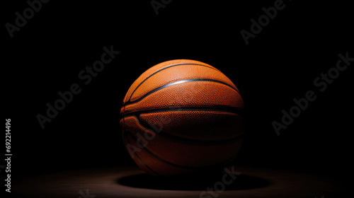 This intriguing image showcases a black basketball on a black backdrop, emphasizing minimalism and the beauty of form in simplicity. © ImageHeaven