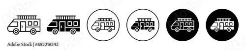 Caravan trailer icon. Comfortable camper van car or truck for travel outdoor symbol vector. caravan rv camp trip van trailer for vacation sign. caravan trailer campervan logo mark
