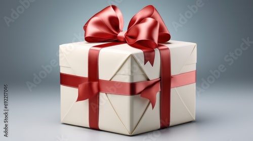 White One Gift Box Red Ribbon , Background HD, Illustrations © Cove Art