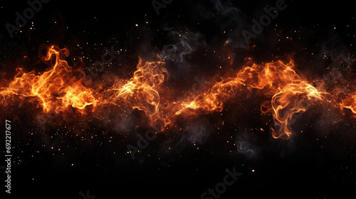 Realistic isolated fire effect for decoration and covering on black background. Concept of particles , sparkles, flame and light on white background 