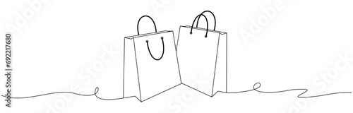 beautiful shopping paper bag line art illustration