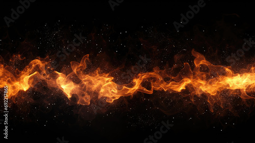 Realistic isolated fire effect for decoration and covering on black background. Concept of particles , sparkles, flame and light on white background 