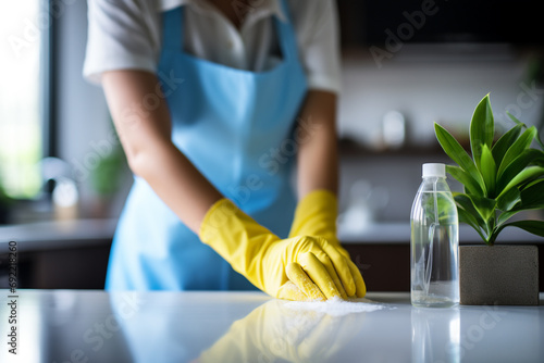 Cleaning service, banner copy space poster spotless and sanitized environment efficient cleaning for homes, offices, products deep sparkling, sanitized hygiene standards. photo