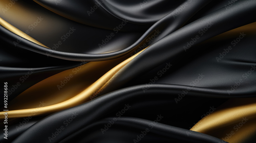Obraz premium black gold satin textile, silk, texture background