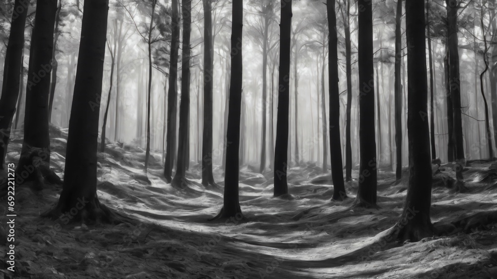 Fototapeta premium fog in the woods.Created with Generative Ai technology