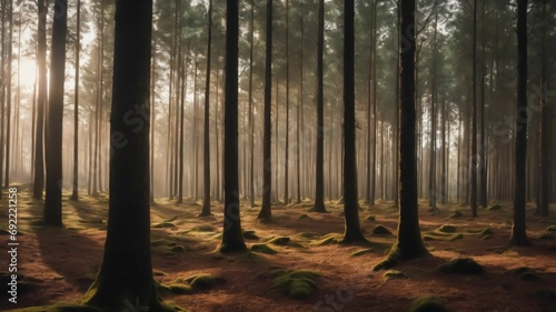 morning in the forest.Created with Generative Ai technology