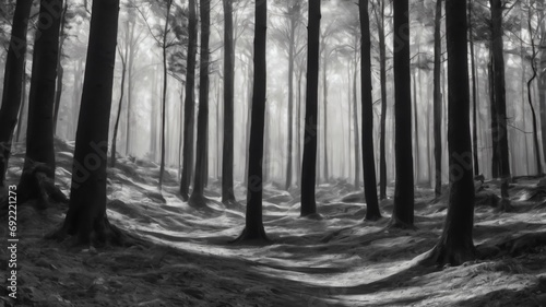 fog in the woods.Created with Generative Ai technology
