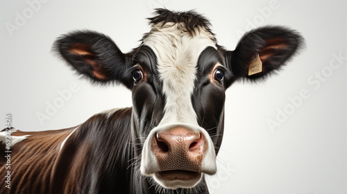 cow isolated on white, black and white looking. Generative Ai