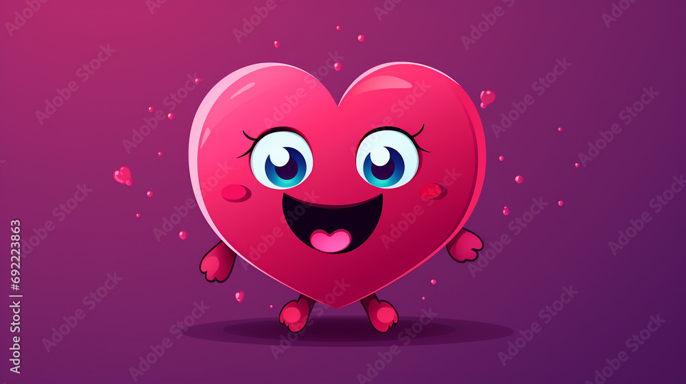 Fototapeta premium Happy pink heart on purple background. Valentine's Day. Wallpaper.
