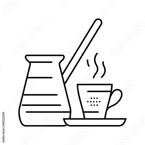 turkish coffee cuisine line icon vector. turkish coffee cuisine sign. isolated contour symbol black illustration