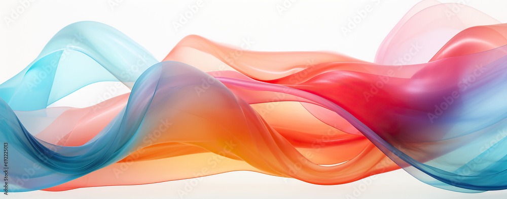 Wavy colourful silk looking abstract wallpaper. white background. Paint look like picture.