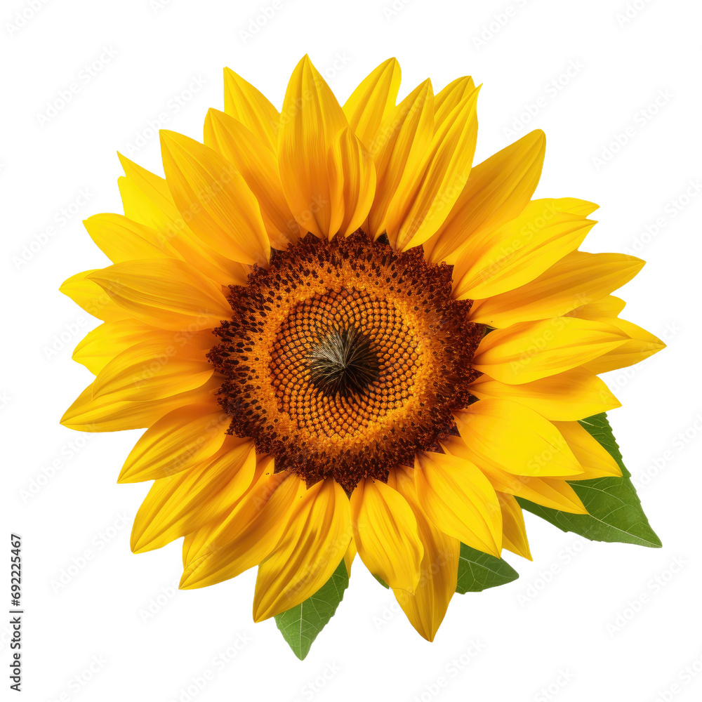 Fototapeta premium Sunflower flowers isolated on transparent background, Yellow flower isolated Photo summer flowers on white background