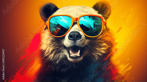 funny panda in sunglasses with paints © Daniel