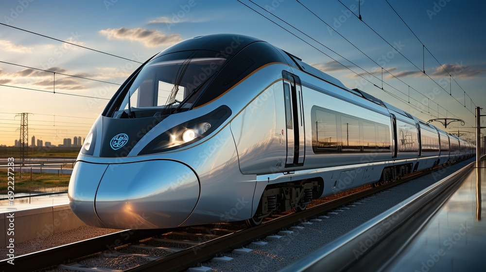 High Speed Train. modern fast transportation concept. 3d rendering
