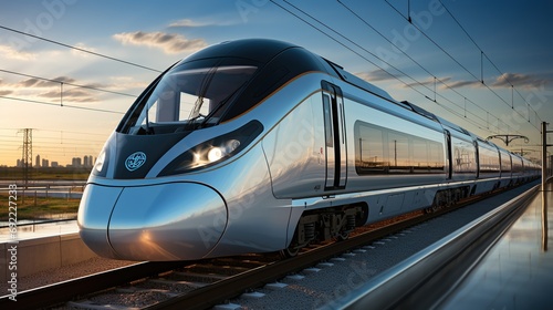 High Speed Train. modern fast transportation concept. 3d rendering
 photo