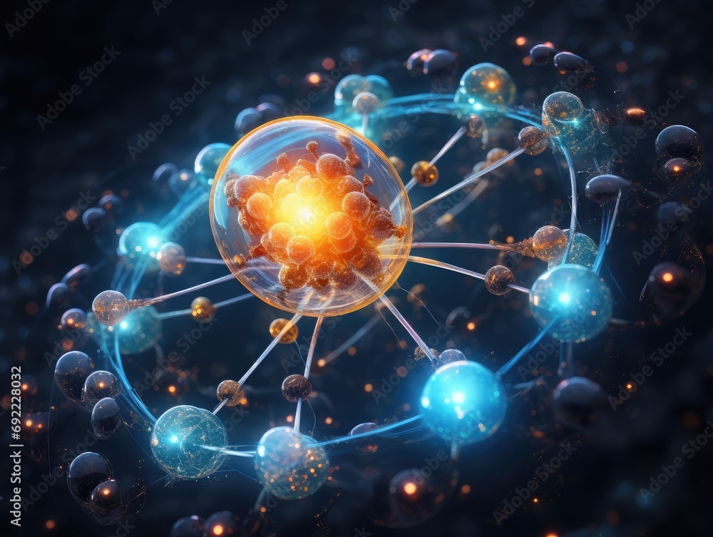 Intricate Atom Structure 3D Rendering Electron Cloud Visualization Intricate Atom Structure 3D Rendering Electron Cloud Visualization