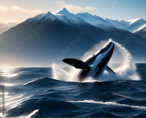 Whale's Ballet: Captivating Whale Watching in Kaikoura, New Zealand. generative AI photo